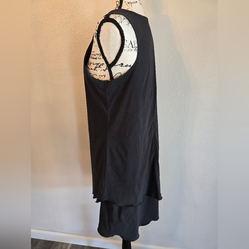 Toad & Co Mallorca Dress Black Breezy Hidden Pocket Lettuce Hem Tank Dress Small - Picture 2 of 10